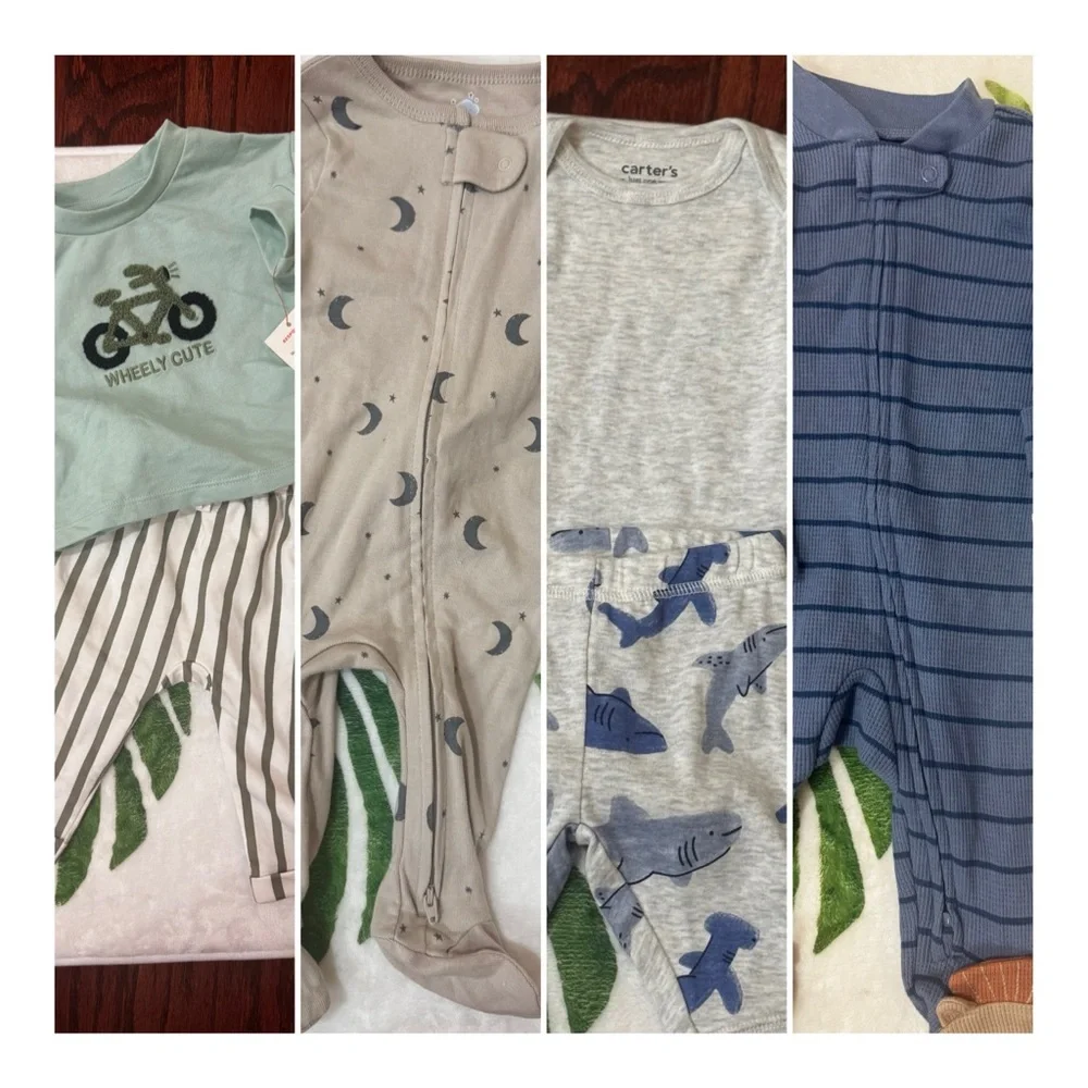 Carter's Baby Clothing Set with Green, Beige, Gray, and Blue Designs - Picture 1 of 6
